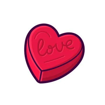 Red heart shape box vector icon isolated on white Stock Illustration