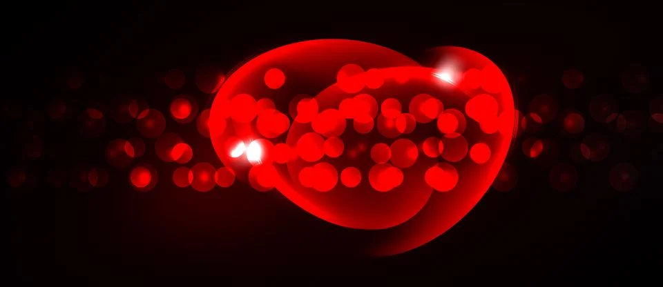 Red heart shape composed from many small circles. Dark background creates Stock Illustration