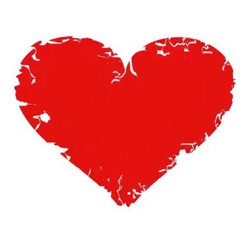 Red heart shape with distressed texture on white background Stock Illustration