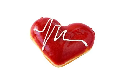 A red heart shape doughnut isolated on white background Stock Photos