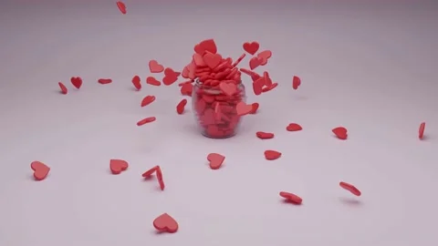 Red heart shape in glass container 3D render illustration Video stock 158167878