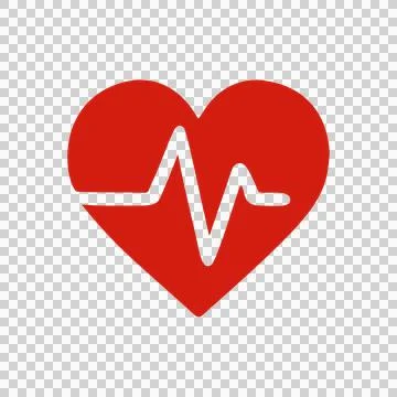 Red Heart Shape Icon with Internal Cardiogram Pulse Line Wave Symbol Stockillustratie