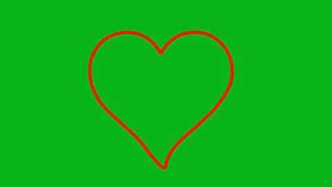 Red heart shape isolated on plain green background Stock-Illustration