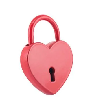 Red heart shape lock isolated on white with clipping path Stock-Fotos
