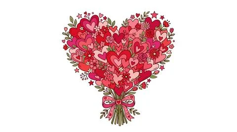 Red heart shape made of small hearts illustration 스톡 일러스트