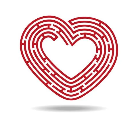 Red heart in the shape of a maze Stock Illustration