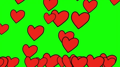 Red heart shape pixel icon particles animation on green screen Stock Footage 303390257