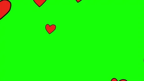 Red heart shape pixel icon particles animation on green screen Stock Footage 303390311