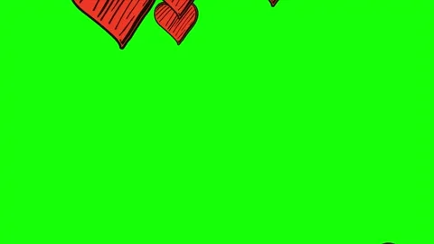 Red heart shape pixel icon particles animation on green screen Stock Footage 303390319