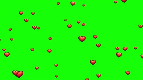 Red heart shape pixel icon particles animation on green screen Stock Footage 303390338