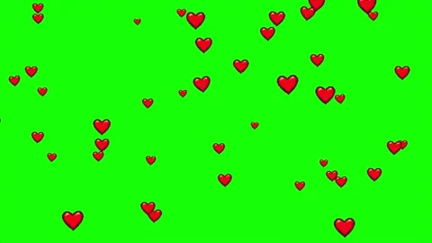 Red heart shape pixel icon particles animation on green screen Stock Footage 303390365