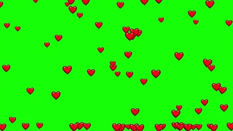 Red heart shape pixel icon particles animation on green screen Stock Footage 303390378