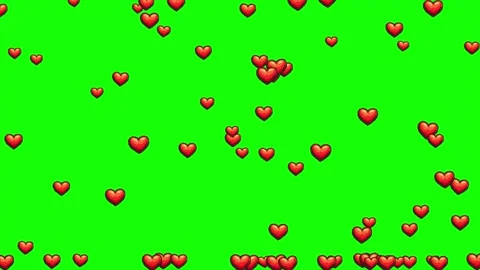 Red heart shape pixel icon particles animation on green screen Stock Footage 303390380