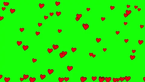 Red heart shape pixel icon particles animation on green screen Stock Footage 303390466