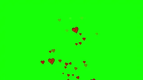 Red heart shape pixel icon particles animation on green screen Stock Footage 303390484