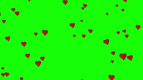 Red heart shape pixel icon particles animation on green screen Stock Footage 303390485