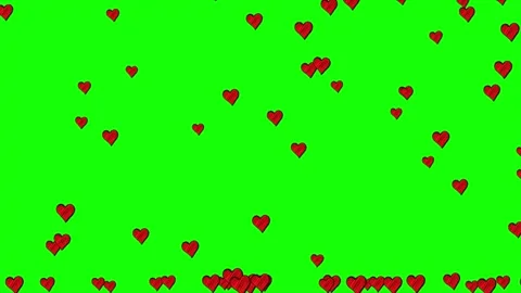 Red heart shape pixel icon particles animation on green screen Stock Footage 303390528