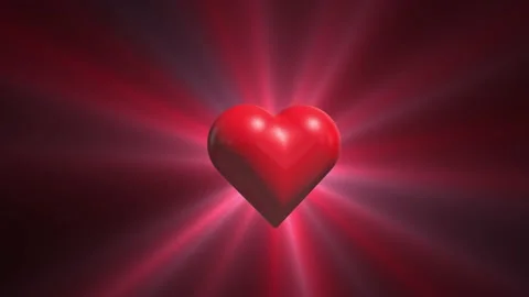 Red heart shape, red background. Abstract monochrome animation, 3d render. Video stock 234227747