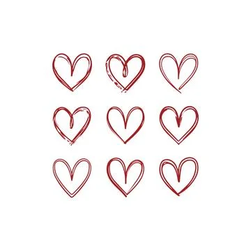 Red Heart Shape Sets Vector Design Romantic &amp; Elegant Love Symbols Ilustración de archivo