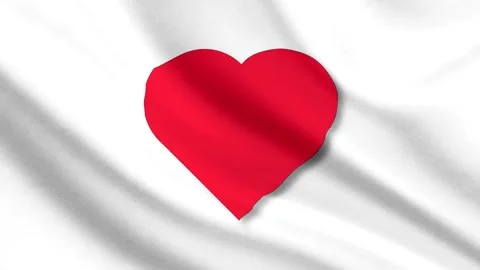 Red Heart Shape Waving on White Silk Fabric Background Loop Stock Footage 337223776