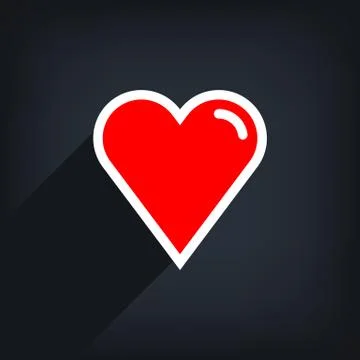 Red heart shape with white line stroke 스톡 일러스트