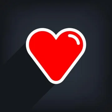 Red heart shape with white line stroke Illustrazione stock