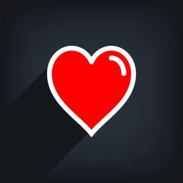 Red heart shape with white line stroke Illustrazione stock