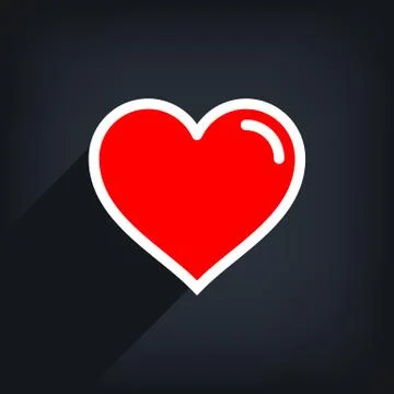 Red heart shape with white line stroke 스톡 일러스트