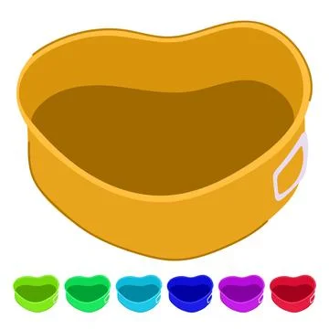 Red heart shaped baking pan for baking love desserts graphic Stock Illustration