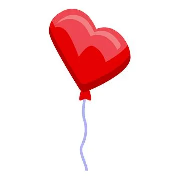 Red heart shaped balloon floating with blue string Stock Illustration