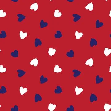 Red Heart shaped brush stroke seamless pattern background 스톡 일러스트