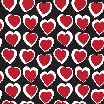 Red Heart shaped brush stroke seamless pattern background Stock Illustration
