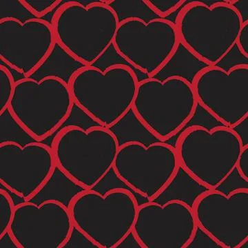 Red Heart shaped brush stroke seamless pattern background Stock Illustration