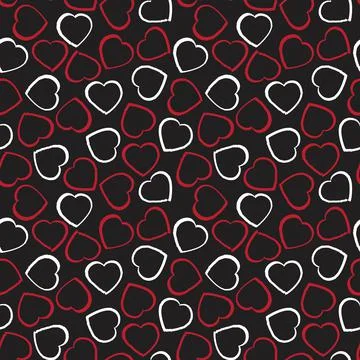 Red Heart shaped brush stroke seamless pattern background Stock Illustration