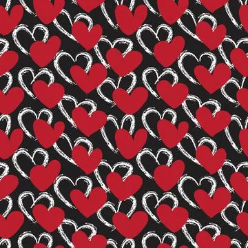 Red Heart shaped brush stroke seamless pattern background Stock Illustration