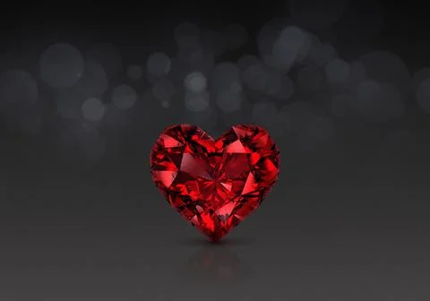 Red heart shaped diamond, bokeh background 스톡 일러스트