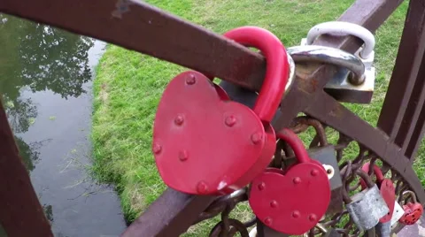 Red heart-shaped lock Stock Footage 52367767