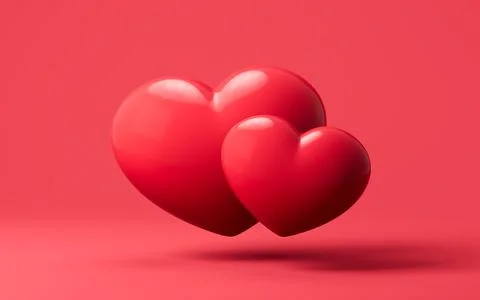 Red heart shaped with red background. Valentine's Day theme. Wedding theme... Stock Illustration