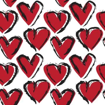 Red Heart shaped Seamless Pattern Background Stock Illustration