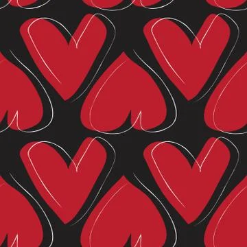 Red Heart shaped Seamless Pattern Background Stock Illustration