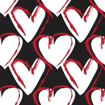 Red Heart shaped Seamless Pattern Background Stock Illustration