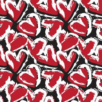 Red Heart shaped Seamless Pattern Background Stock Illustration