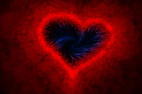 Red heart shaped vortex with bluish black center Stock Illustration