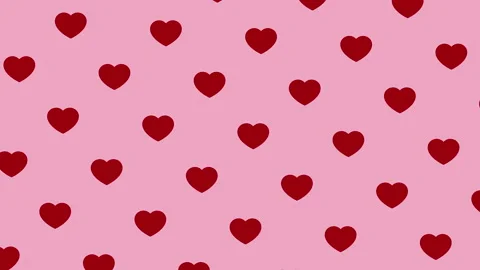 Red heart shapes pattern on a pink background. Simple motion graphic loop Stock Footage 147150887