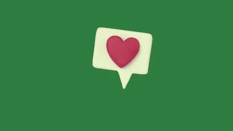 Red heart on in speech bubble cartoonish Video stock 335979857