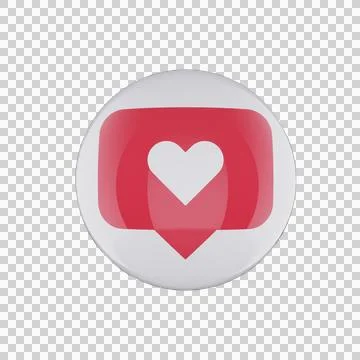Red Heart Speech Bubble Icon on White Glossy Button – Transparent Stock Illustration