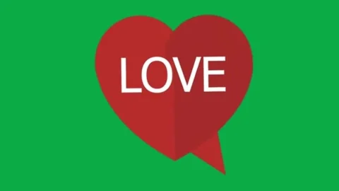 Red heart speech bubble with love text animation isolated on green screen backgr Stock Footage 332282536