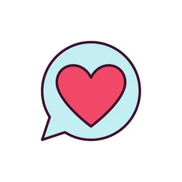 Red Heart in Speech Bubble vector icon. Love Message symbol Illustrazione stock