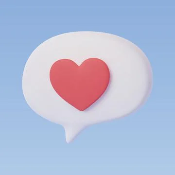 Red Heart in Speech Bubble. Vector talking box, Chatting box, Message dialog  Stock Illustration