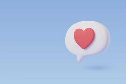 Red Heart in Speech Bubble. Vector talking box, Chatting box, Message dialog  Stock Illustration